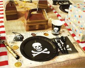 img 1 attached to 🏴 Pirate Party Supplies Pack - Paper Plates, Plastic Cutlery, Cups, and Napkins (24 Servings, 144 Pieces)
