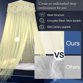 img 1 attached to 🏰 Yellow Jeteventy Bed Canopy Curtain - Quick & Easy Installation, Round Lace Dome Design for Single to King Size Beds. Ideal for Bedroom Decoration, Camping - Suitable for Baby, Kids, and Adults.