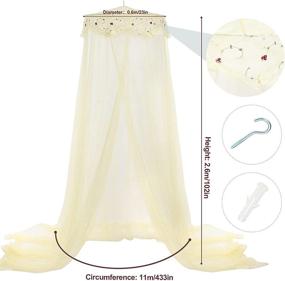 img 3 attached to 🏰 Yellow Jeteventy Bed Canopy Curtain - Quick & Easy Installation, Round Lace Dome Design for Single to King Size Beds. Ideal for Bedroom Decoration, Camping - Suitable for Baby, Kids, and Adults.