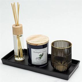 img 2 attached to 🛁 Small Rectangle Jo Lavie Vanity Tray - Bathtub Tray Organizer for Bathroom, Cosmetics, Tissue, Candle, Towel, Plant, Jewelry, Ring Dish, Dresser, Perfume, Shampoo (Black)