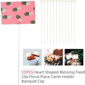 img 2 attached to 30 Pcs Tinsow Metal Floral Place Card Holder, 13.4 Inch Heart Shape Flower Picks Clip for Floral Arrangement, Golden Card Holder for Weddings and Parties (Hearts)