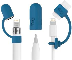 img 4 attached to 🖊️ [3-частный] PencilCozy для крышки Apple Pencil, защитного чехла и держателя адаптера зарядного кабеля - предотвращает повреждения, работает с ручкой Apple iPad Pro (аквамарин) - улучшает SEO