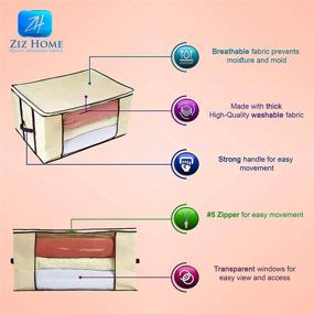 img 1 attached to 📦 Ziz Home Blankets Clothes Storage Bag 1 Pack: Efficient Closet Organization Solution, Linen Blanket Sweater Duvet Storage Bags with Eco-friendly Clear Window