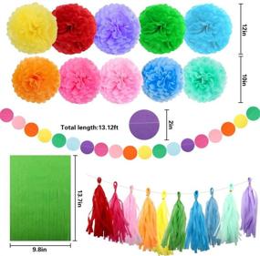 img 3 attached to Vibrant Rainbow Birthday Party Decorations: Happy Birthday Paper Pom Poms, Tassel Garland Kit
