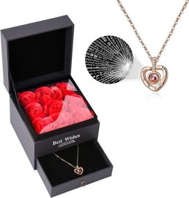 img 4 attached to 🌹 Czkonore Eternal Red Rose with 'I Love You' Necklace: Preserve Real Rose Flower Gift for Her – Ideal for Valentines Day, Mother's Day, Christmas, Anniversary, Birthday – Girlfriend, Wife, Mom