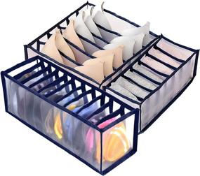 img 4 attached to 🧦 Maximize Closet Space with Gogooda Foldable Underwear Drawer Organizer Set - Perfect for Organizing Clothes, Socks, Underwear, and Bras in Navy