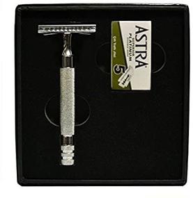 img 1 attached to Premium Classic Samurai CS-201 Heavy-Duty Long Handled Safety Razor Bundle includes 5 Astra Double Edge Razor Blades