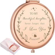 daughter's birthday gifts - i love you rose gold compact mirror, sentimental gifts for daughter, women, funny birthday gift from mom and dad logo