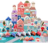 🏙️ lewo 115 pcs wooden building blocks: city map construction sets for educational fun, boys and girls 3-6 years logo