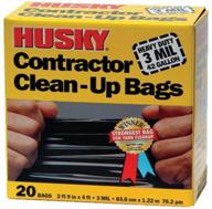🗑️ husky hk42wc020b contractor clean-up bags - 42-gallon, 20 count, 4ft l x 2ft 9in w x 3mil t, black: high-quality polyethylene resin for efficient clean-up logo