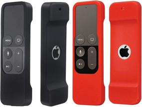 img 4 attached to 📱 2-Pack Remote Case - Compatible with Apple TV 4K/5th and HD 4th Gen - Auswaur Shockproof Silicone Cover Case - For Apple TV HD 4 and 4K/5th Gen Siri Remote Controller - Black and Red