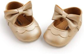 img 2 attached to 👶 RVROVIC Baby Girls Soft Sole Mary Jane Flats: Adorable PU Princess Dresses Shoes with Cute Bow Prewalker