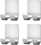 stainless steel razor holder wall hanger – adhesive shower hooks for shavers, plugs, towels, loofah - heavy duty bathroom hooks, 4 pack logo