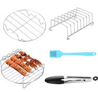 🍽️ 5pcs sik air fryer accessories set for gowise, cosori, philips, ninja air fryer - fits 3.2-5.8qt deep hot air fryer, includes skewer rack, metal holder, toast rack, oil brush, food tong - dishwasher safe, bpa free логотип