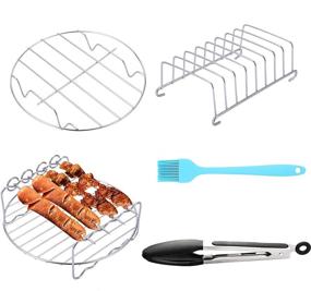 img 4 attached to 🍽️ 5PCS SIK Air Fryer Accessories Set for GoWISE, COSORI, Philips, Ninja Air Fryer - Fits 3.2-5.8QT Deep Hot Air Fryer, Includes Skewer Rack, Metal Holder, Toast Rack, Oil Brush, Food Tong - Dishwasher Safe, BPA Free