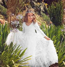 img 3 attached to Fancy Long Sleeve Girls' First Communion Dresses: Sizes 1-12 Years by Sittingley