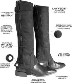 img 1 attached to 👢 Premium HORZE Amara Equestrian English Riding Unisex Half Chaps with Zip-Up Closure - Synthetic Leather Pair