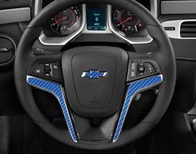 img 3 attached to 🏎️ Carbon Fiber Steering Wheel Accent Decal Covers for 2012-2015 Camaro - IPG DIY Kit (Set of 2 Units)