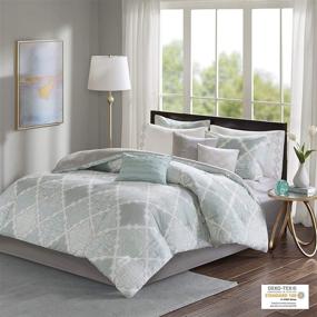 img 3 attached to 🛏️ Madison Park Cadence Comforter Set, Queen Size (90 in x 90 in), Aqua - Luxurious and Stylish Bedding for a Tranquil Bedroom