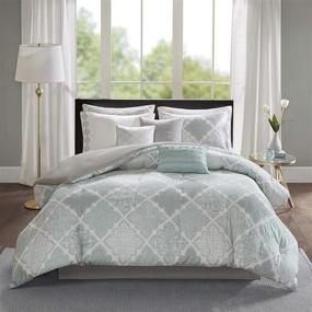img 4 attached to 🛏️ Madison Park Cadence Comforter Set, Queen Size (90 in x 90 in), Aqua - Luxurious and Stylish Bedding for a Tranquil Bedroom