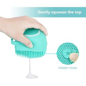 img 2 attached to Blue Silicone Massage Body Scrubber with Soap Dispenser - Small Size Silicone Bath Loofah Brush for Shower Exfoliation and Gentle Cleaning, Ideal for Women, Men, and Kids with Sensitive Dry Skin