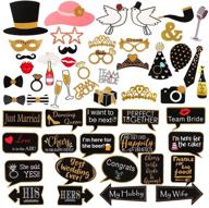 📸 60-piece wedding photo booth props set with pose signs - ideal for bachelorette, christmas, holiday, wedding, birthday party decorations logo