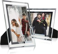 pack of 2 silver mirrored glass picture frames, 3.5x5 inches, tabletop photo display stand - cq acrylic логотип