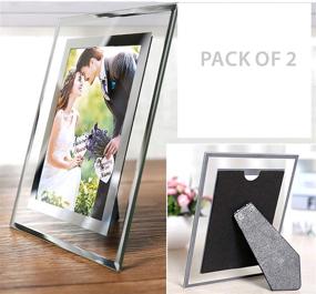 img 1 attached to Pack of 2 Silver Mirrored Glass Picture Frames, 3.5x5 inches, Tabletop Photo Display Stand - Cq acrylic