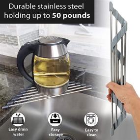 img 1 attached to 🧽 304-Stainless Steel Roll Up Sponge Holder for Kitchen, Bathroom, Laundry Room - Sink Organizer with Soap Dispenser Holder, Scrubber, Brush, and Corner Dish Drying Rack