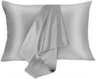 🌙 jogjue 2 pack silk pillowcase for hair and skin - 100% mulberry silk, hypoallergenic and breathable, standard size pillow cases with hidden zipper - soft and luxurious grey silk pillow case logo