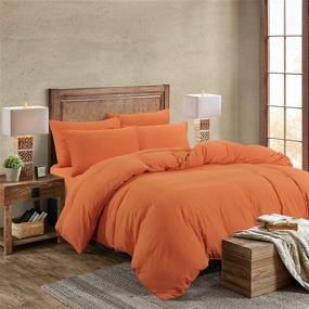 img 4 attached to 🌙 Stylish and Luxurious Moonleaf Duvet Cover 3 Piece Set – Ultra Soft Microfiber in Light Orange – Queen Size 90"x92" – Machine Washable