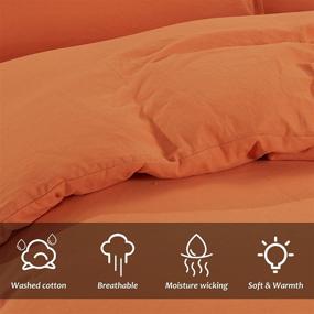 img 2 attached to 🌙 Stylish and Luxurious Moonleaf Duvet Cover 3 Piece Set – Ultra Soft Microfiber in Light Orange – Queen Size 90"x92" – Machine Washable