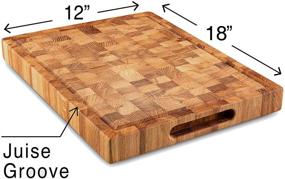 img 3 attached to 🪓 Premium End Grain Wood Cutting Board with Juice Groove | Large Reversible Chopping Block Countertop | 18x12 Kitchen Butcher Block | Oak Cutting Board | Wooden Chopping Block