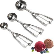 🍨 hanmir ice cream, cookie scoop set with trigger release - stainless steel scoops for baking, fruit, meatball - pack of 3 (large/medium/small) logo