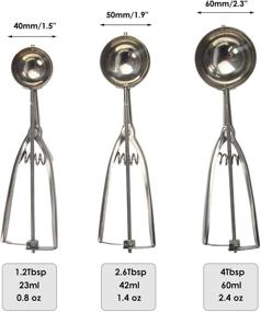 img 3 attached to 🍨 Hanmir Ice Cream, Cookie Scoop Set with Trigger Release - Stainless Steel Scoops for Baking, Fruit, Meatball - Pack of 3 (Large/Medium/Small)