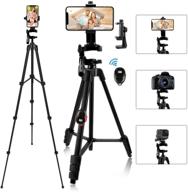 📱 portable black iphone tripod with phone holder, bluetooth remote & carry bag - perfect for selfies, videos, live streaming, vlogging on facebook, tiktok logo