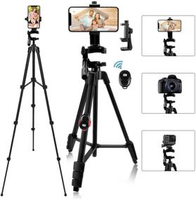 img 4 attached to 📱 Portable Black iPhone Tripod with Phone Holder, Bluetooth Remote & Carry Bag - Perfect for Selfies, Videos, Live Streaming, Vlogging on Facebook, TikTok