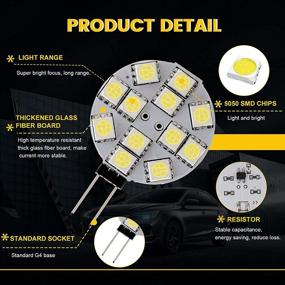 img 2 attached to 12-Pack EverBrightt G4 Puck Lights - LED Bulbs with Side Pin Base, White Round G4 5050 12SMD - LED RV Camper Light Bulb, Home Reading Light, Marine Lamps - DC 12V