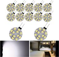 12-pack everbrightt g4 puck lights - led bulbs with side pin base, white round g4 5050 12smd - led rv camper light bulb, home reading light, marine lamps - dc 12v logo