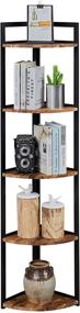 img 4 attached to Superjare Corner Shelf: 5 Tier Wood Wall Corner Bookshelf with Metal Frame - Rustic Brown