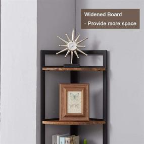 img 1 attached to Superjare Corner Shelf: 5 Tier Wood Wall Corner Bookshelf with Metal Frame - Rustic Brown