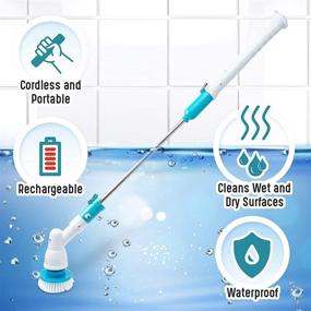 img 2 attached to RemitEx Cordless Electric Spin Scrubber - Multipurpose Power Scrubber with 3 Replaceable 360° Spinning Brush Heads, Adjustable Long Extension Handle for Tile, Floor, and Bathtub