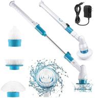 remitex cordless electric spin scrubber - multipurpose power scrubber with 3 replaceable 360° spinning brush heads, adjustable long extension handle for tile, floor, and bathtub logo