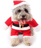 topsung dog christmas costumes: pet cat clothes sweater small dog santa suit with hat - xmas jumpsuit dress logo