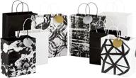 🎁 hallmark black and white paper gift bags assortment - pack of 8; ideal for birthdays, christmas, bridal/baby showers, weddings, halloween, graduations logo