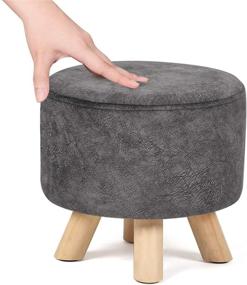 img 1 attached to 🪑 Edeco 11.2-inch Round Footrest Ottoman with Linen Fabric, Non-Skid Wooden Legs - Modern Stool Footstools in Gray