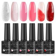 💅 supwee silver reflective gel polish, pink & red glitter nail gel polish, temperature color changing nail polish gel soak off uv led manicure kit nail starter diy at home professional nail salon set - enhanced seo logo