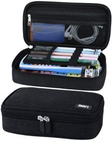 img 4 attached to 🖊️ Black Big Capacity Pencil Case for Middle High School Supplies & Office - Large Pencil Bag Pouch Pen Case Marker Holder Stationery Organizer Makeup Bag with Ample Storage for Teen Boys Girls