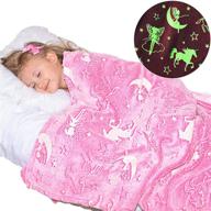 🦄 glow in the dark unicorn blanket - luminous fairy blanket for kids - soft plush pink star blanket throw - large 60in x 50in magical glowing blanket gift for girls (pink unicorn and fairy) logo