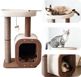 img 3 attached to 🐱 Catry Kitten Cat Tree Condo: Paper Rope Scratching Post Activity Center for Climbing, Relaxing, and Playing – Natural Jute Fiber Pet Stand